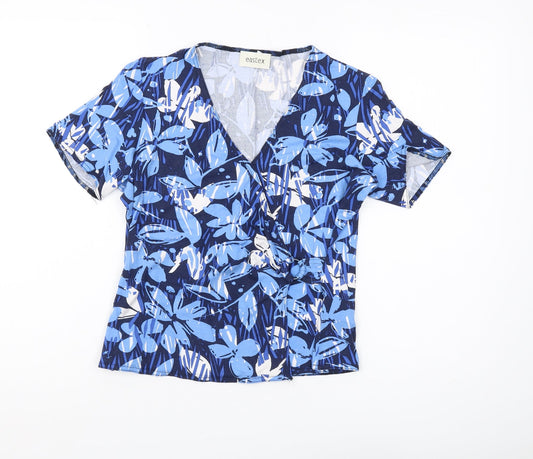 Womens UK Size 10 Eastex Blue Wrap Blouse