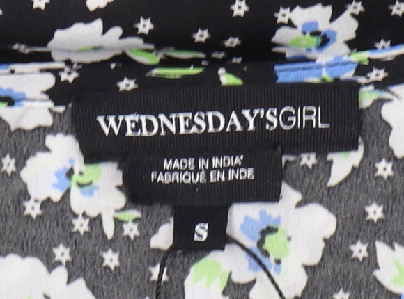 Wednesday's Girl Women's Black Floral Wrap Dress - Size S