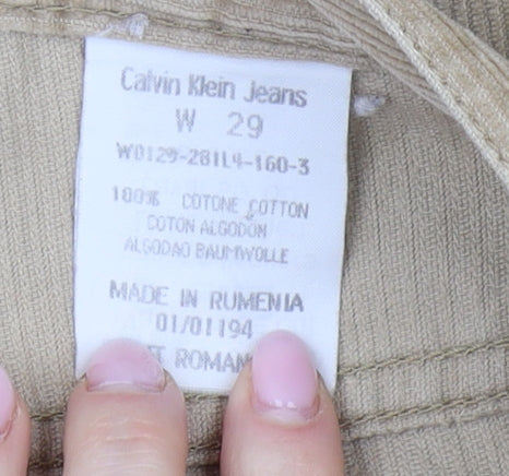 Mens UK Size 29 Calvin Klein Corduroy Beige Trousers