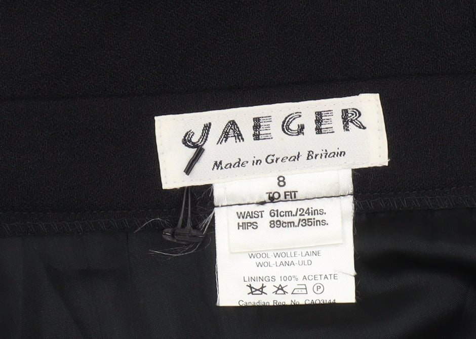 Jaeger Women’s Black Pleated Wool Skirt Size 8