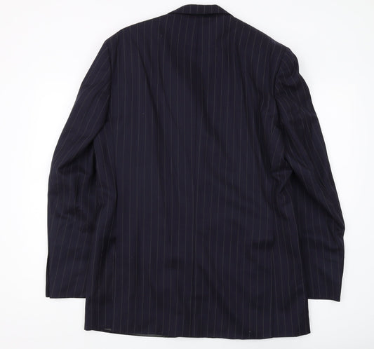 Austin Reed Men's Blue Striped Blazer, 40L, Wool-Cashmere