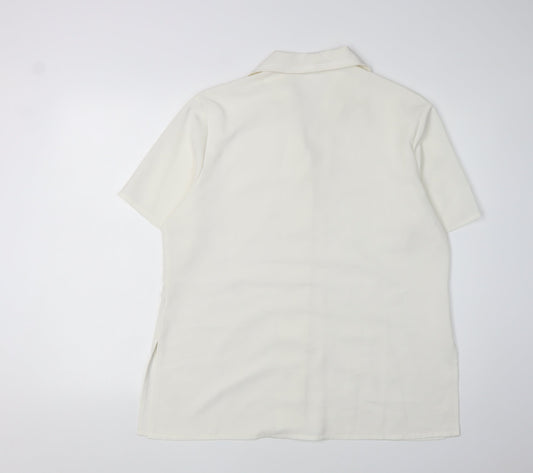 Platinum Women's Ivory Button-Up Shirt Size 16
