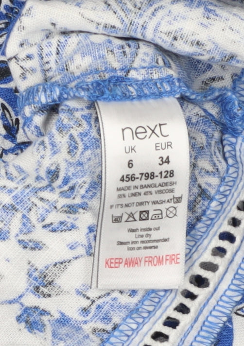 Next Women's Blue Paisley Sheath Dress - Size 6