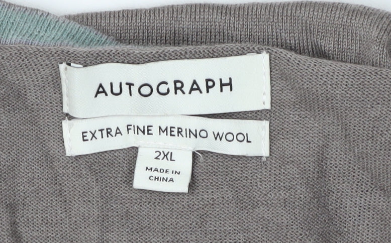 Autograph Men's Grey Wool Pullover Jumper, 2XL