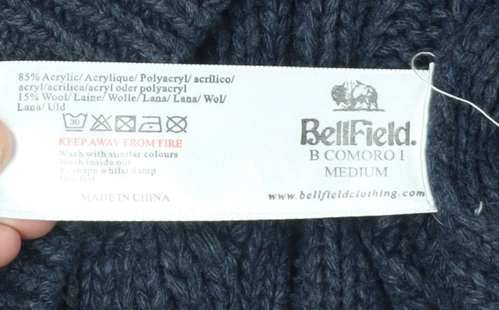 Bellfield Men's Blue Medium Cable-Knit Pullover Jumper