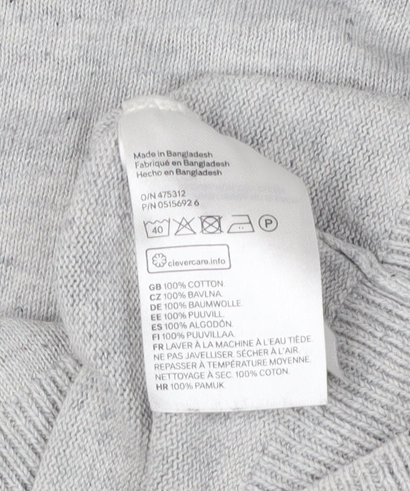 H&M Men's Grey Pullover M Cotton Jumper Crew Neck