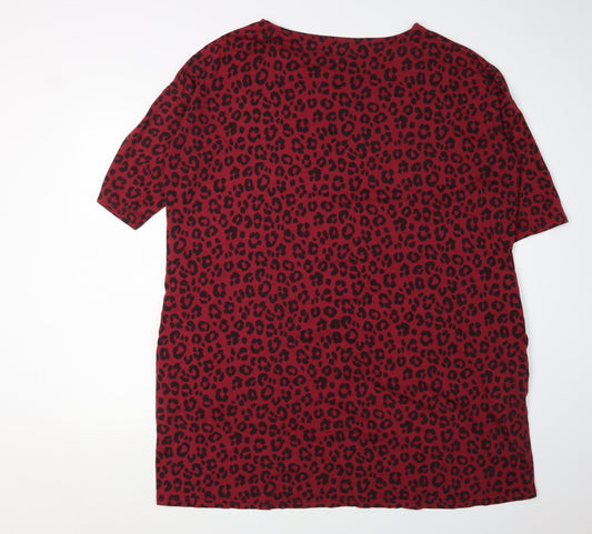 Hush Women's Red Leopard Print T-Shirt Dress S