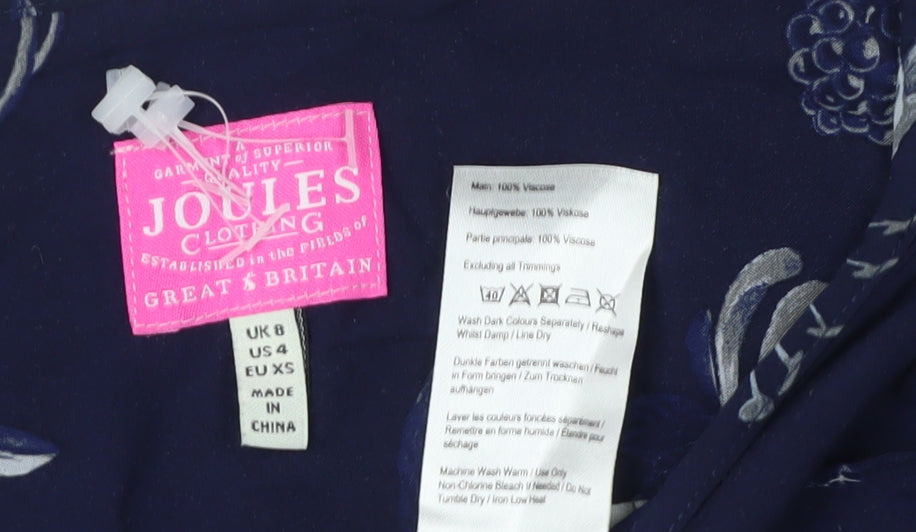 Womens UK Size 4 Joules Blue Tunic Blouse