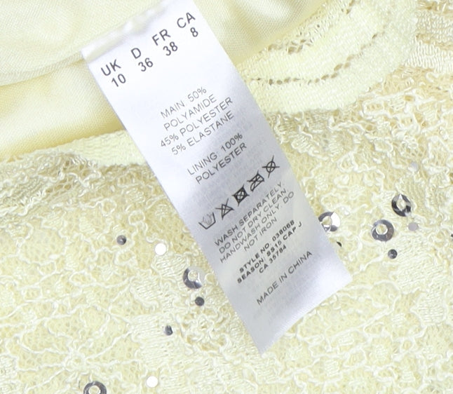 Jacques Vert Women's Yellow Sequin Lace Blouse - Size 10