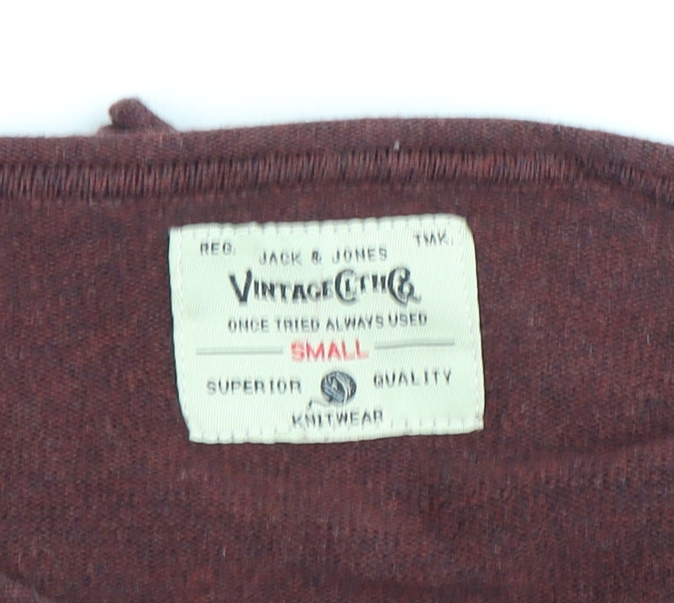 Jack & Jones Red Wool Men's S Pullover Jumper