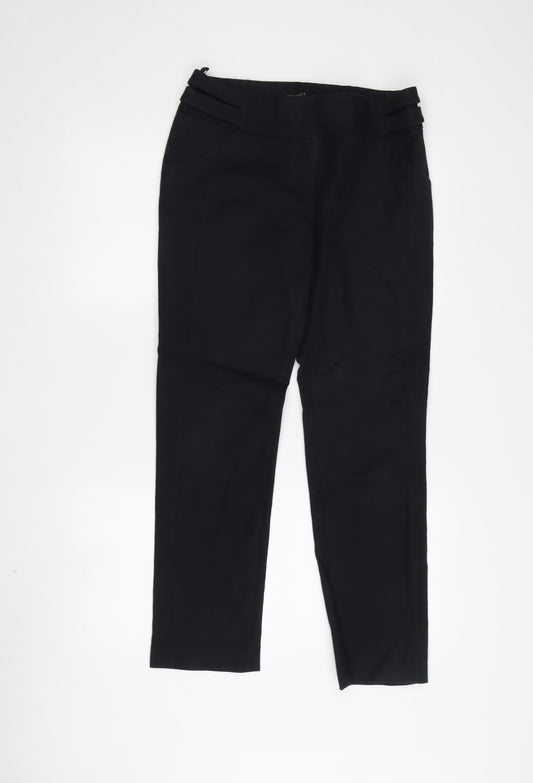 Womens UK Size XS Ted Baker Slim Fit Dress Pants Black Trousers