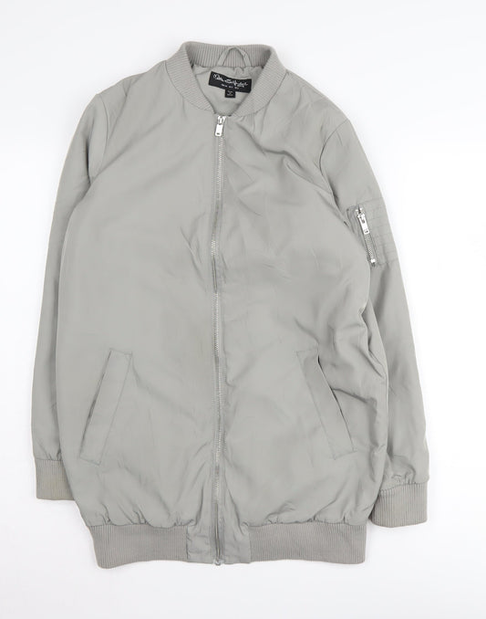 Womens UK Size 6 Miss Selfridge Grey Bomber Jacket