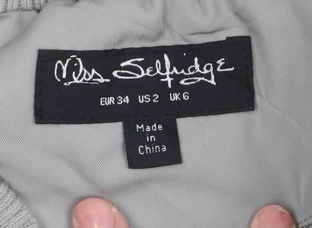 Womens UK Size 6 Miss Selfridge Grey Bomber Jacket