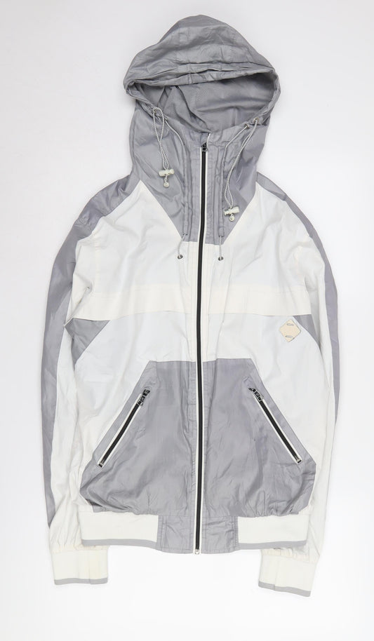 Additional front view of Twisted Soul Men's Grey White Hooded Windbreaker M