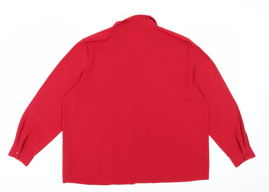 Alexon Women's Red Blouse Size 20 - Classic Long Sleeve