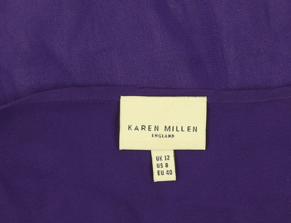 Karen Millen Women's Purple Ruffle Blouse, Size 12