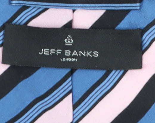 Jeff Banks Men's Blue Pink Black Silk Designer Tie