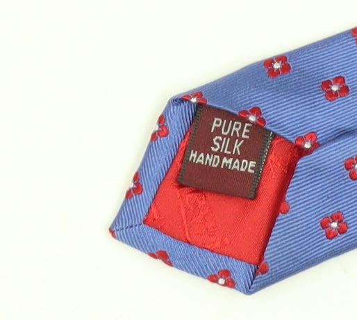 Mens T.M. Lewin Blue Floral 100% Silk Slim Tie