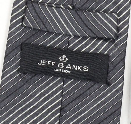 Jeff Banks Men's Grey Striped Silk Tie