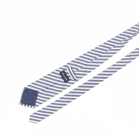 Massimo Dutti Men's Slim Blue Striped Tie One Size