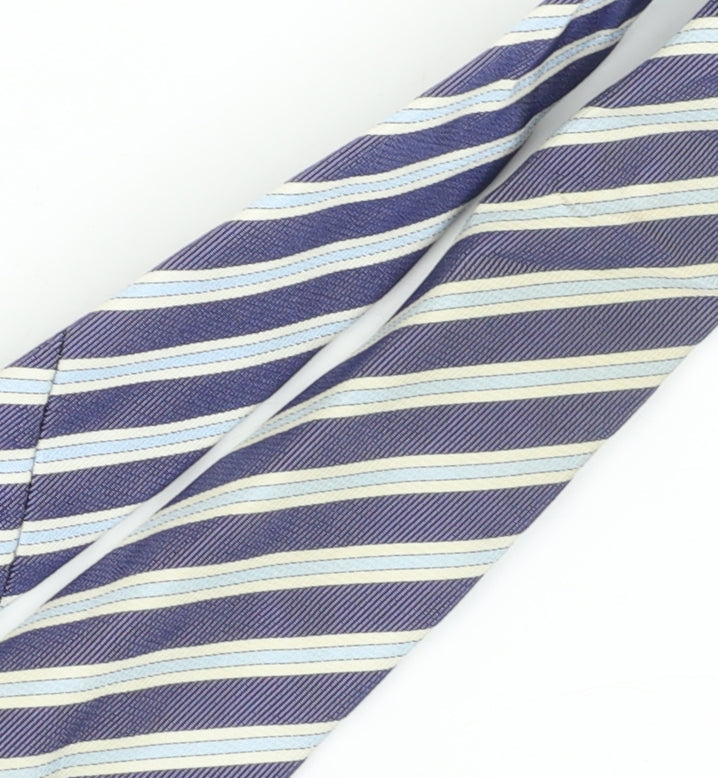 Massimo Dutti Men's Slim Blue Striped Tie One Size
