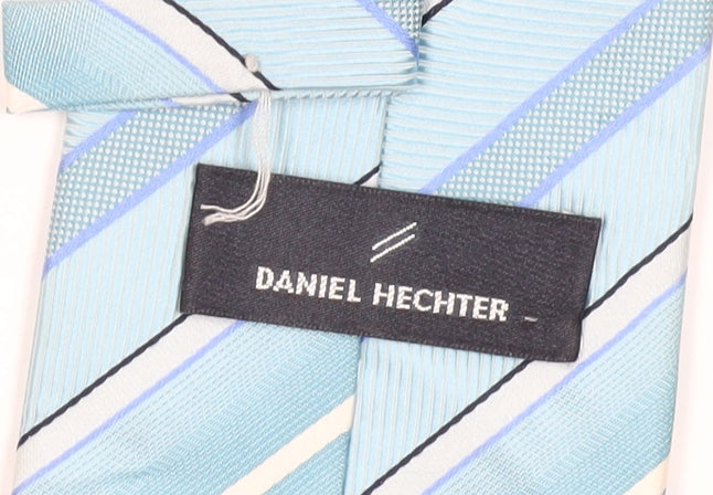 Mens Daniel Hechter Blue Striped 100% Silk Tie