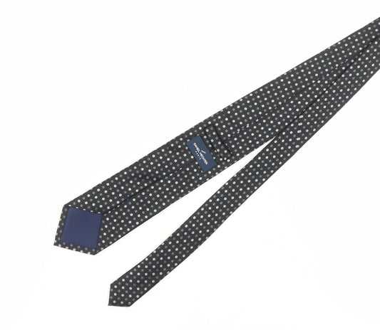 Mens Daniel Hechter Black Polka Dot 100% Silk Tie