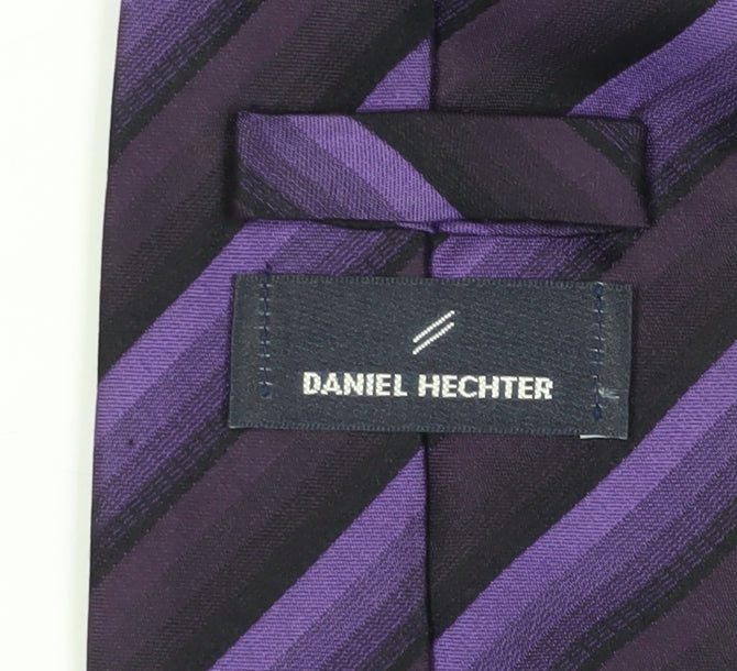 Mens Daniel Hechter Purple Striped 100% Silk Designer Tie