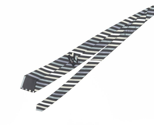 Thomas Nash Men's Black Grey Striped Tie One Size