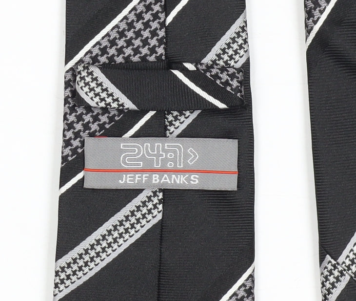 Jeff Banks Men's Black Houndstooth Silk Tie