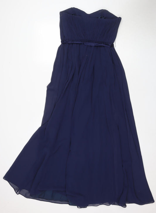 Coast Women Blue Midi A-Line Strapless Dress