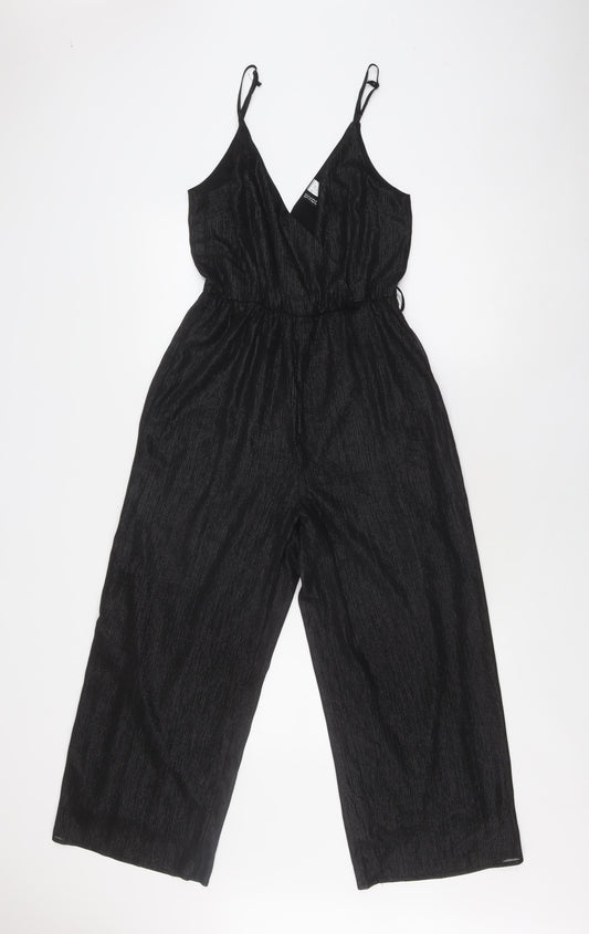 H&M Women Black Jumpsuit Size 10 V-Neck Sleeveless
