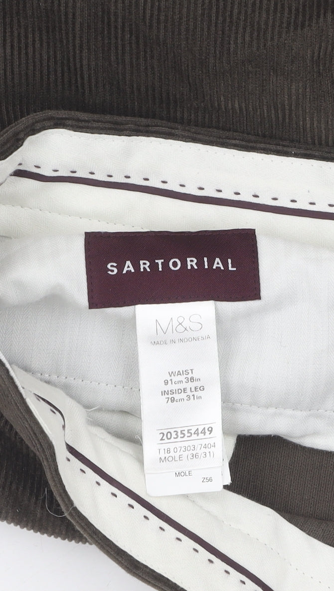 Marks and Spencer Men's Brown Corduroy Dress Pants