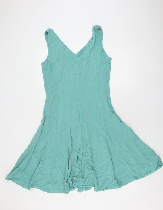 French Connection Women's Green Cotton Dress, M, Sleeveless