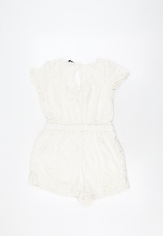 Hollister Women's White Sleeveless Playsuit, M