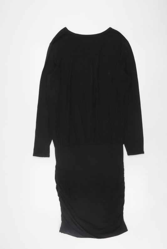 Hush Women's Black Sheath Dress Small 3/4 Sleeve