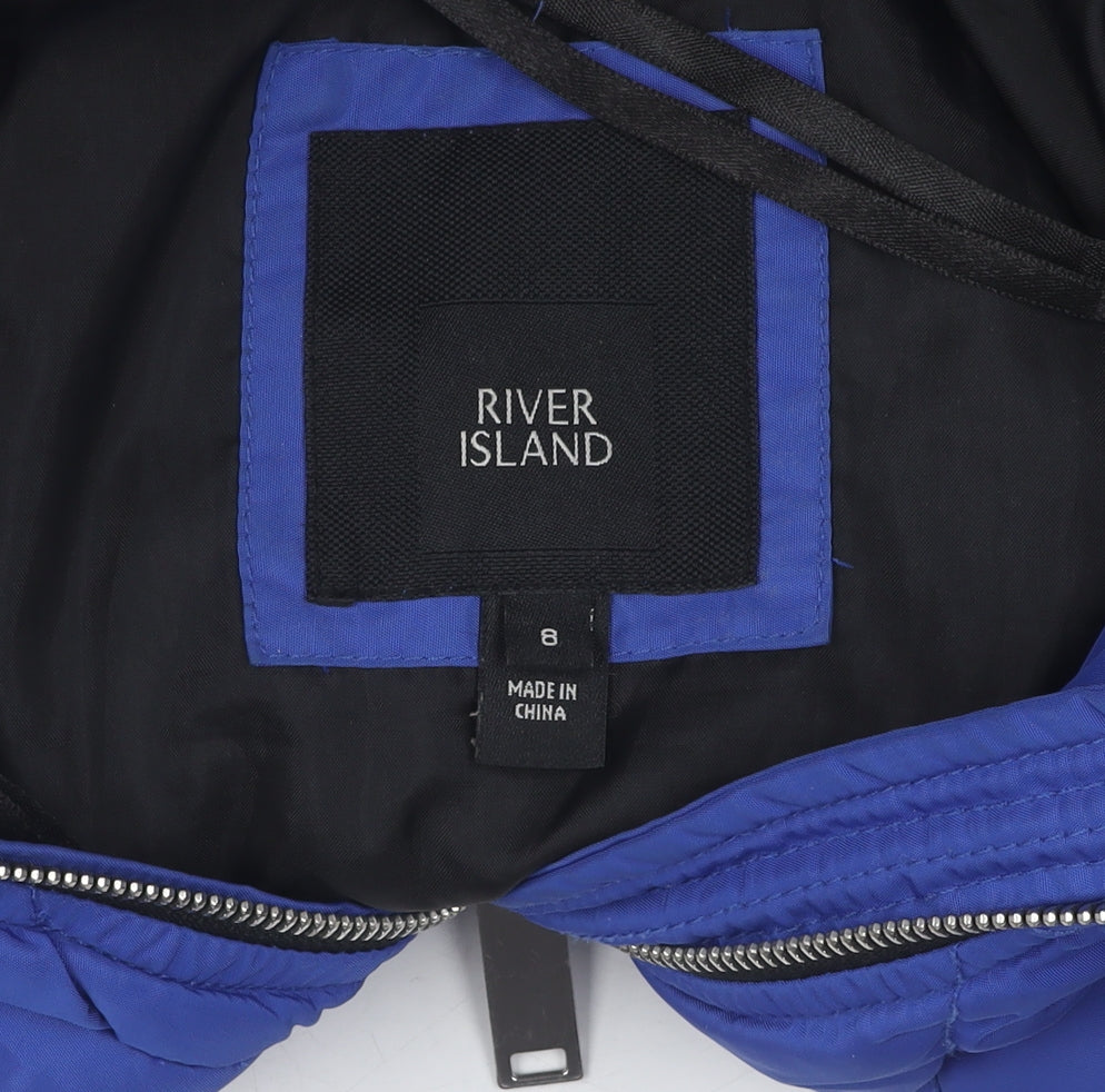 Womens UK Size 8 River Island Blue Puffer Jacket