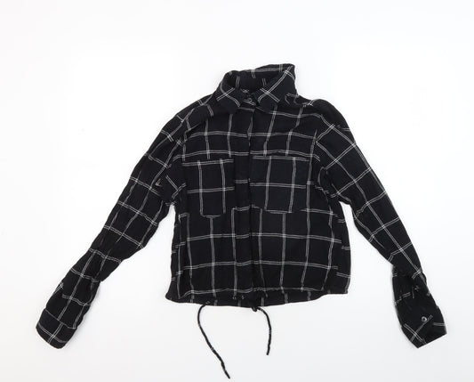 Womens UK Size XS Abercrombie & Fitch Black Basic Button-Up