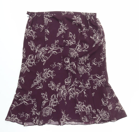 Jacques Vert Women's Purple Floral A-Line Midi Skirt