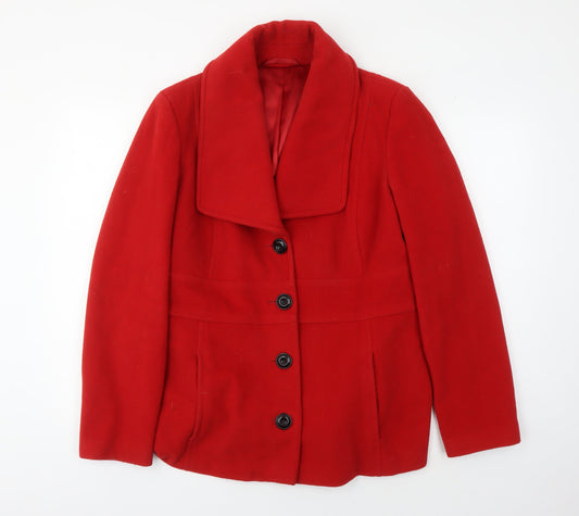 Womens UK Size 16 Laura Ashley Red Overcoat