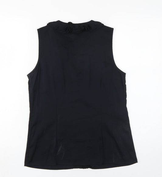 Banana Republic Women's Black Blouse, Size 4, Sleeveless Ruffle