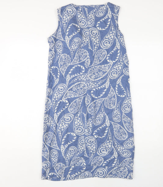 Next Women's Blue Paisley Sleeveless Dress - Size 6