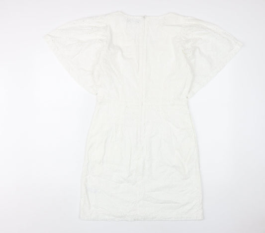 Great Plains Women's White V-Neck Shift Dress Size 10