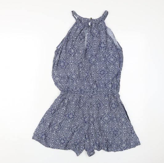 Gap Women's Blue XS Halter Geometric Playsuit