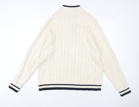 Maine New England Men's Ivory Cable-Knit Pullover L