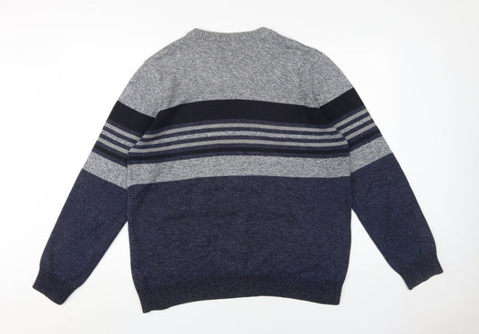Maine Men's Blue Striped Pullover Jumper Size L