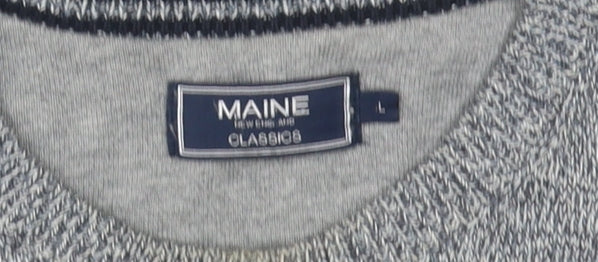 Maine Men's Blue Striped Pullover Jumper Size L