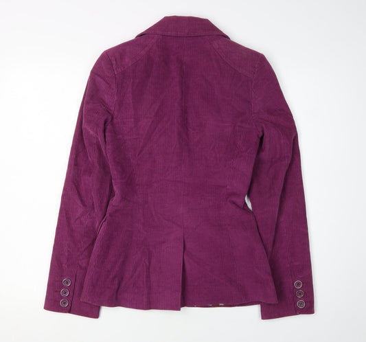 Topshop Women's Purple Suit Jacket Size 6 Corduroy Blazer