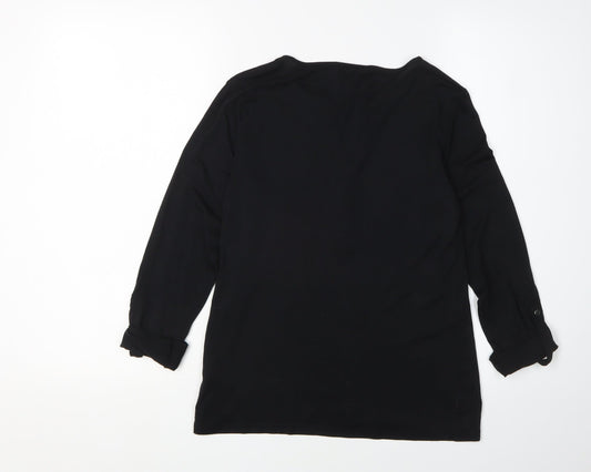 Womens UK Size XS Massimo Dutti Black Tunic Blouse