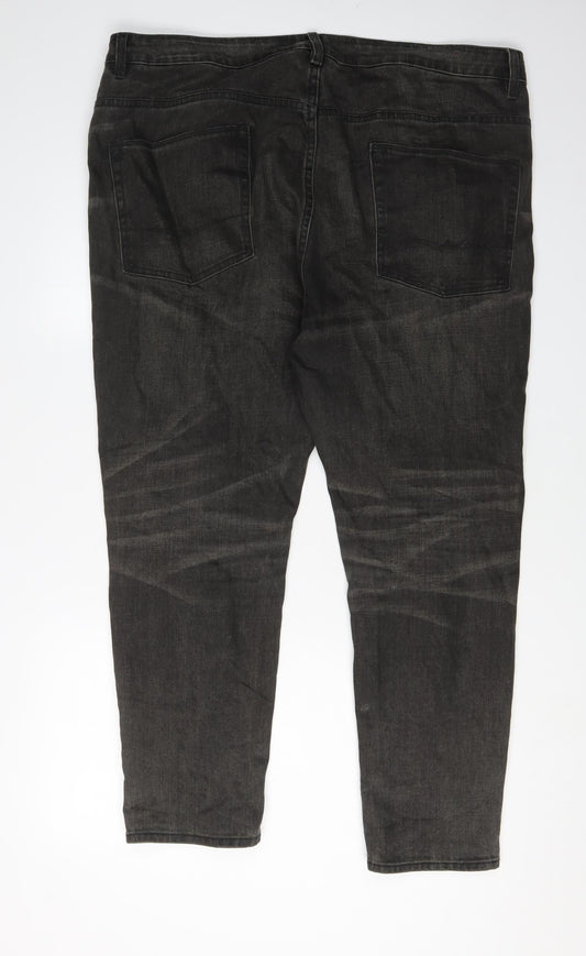 ASOS Men's Black Straight Jeans, Size 38, Dark Wash